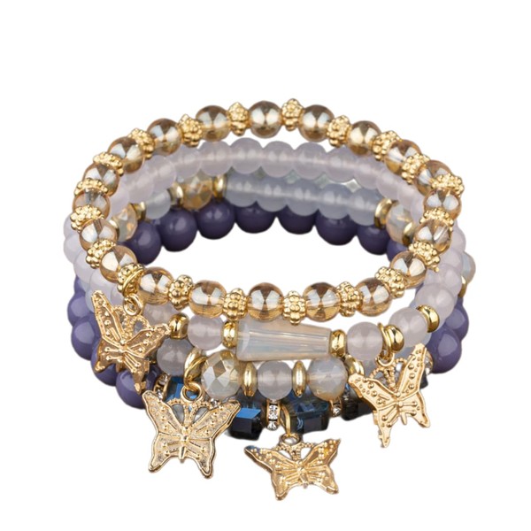 Nexoluxa Beaded Bracelets for Women Boho Bracelet Set Crystal Butterfly