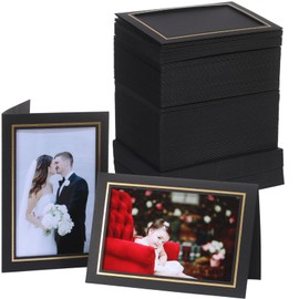100 Count Photo Frame Cards with Envelopes 4x6 Paper Picture Frame Notecards Photo Card Holder for Christmas Decoration New Year Greeting Birthday Classroom DIY Craft - White with Gold Lining