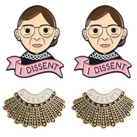 RBG Pins Ruth Bader Ginsburg Pins I Dissent Pins RBG Dissent Collar Feminism Pins Women'S Rights Judge Badge Pins 4 pcs
