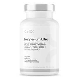 CellX Magnesium Ultra con Malato, Glicinato y Citrato | Suplemento de Magnesio con Vitaminas del Complejo B | 90 Cápsulas Veganas