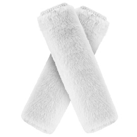 Car Seat Belt Protector Seat Belt Shoulder Pad Belt Protector Faux Rabbit Fur Belt Cushion Protective Cushion Padding for Seat Belt White 24 x 6.5 cm