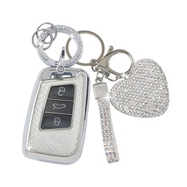 ZVRSUA Car Key Case Suitable for VW, Car Key Protective Case Key Case Compatible with VW Volkswagen Passat B8 Jetta Polo Tiguan T-ROC MK2 Scirocco Skoda Superb Kodiaq Seat (Silver)