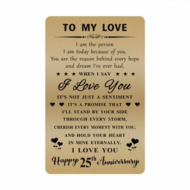 Happy 25th Anniversary Card, 25 Year Anniversary Card for Husband Wife, 25th Wedding Anniversary Card Gifts for Him Her Men Women