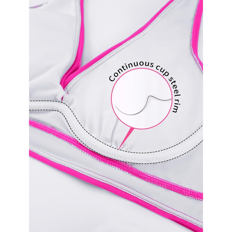 SHEKINI Women's Bikini Top Crossover Pleated Backless Push Up Adjustable