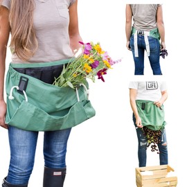The Roo Gardening Apron with Pockets & Harvesting Pouch – Garden Clothes and Tools for Men and Women, Adjustable, Canvas, Water-Resistant, Washable, Ergonomic and Durable