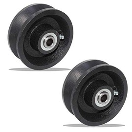 Bobco Metals 4" X 2"-1/2" Cast Iron V Groove Wheel - Roller Bearing Residential Rolling Gates - 1 Pair