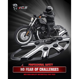 MZS Motorcycle Floorboards, Touring Foot Pegs Male Mount Footboards Black Skeleton Compatible with Electra Glide/Road Glide/Street Glide/Road King/Dyna/Softail/Sportster/V Rod