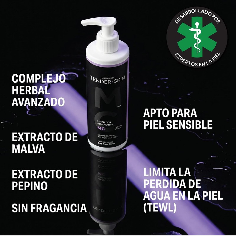 Tenderskin Gel Limpiador Facial Ultra-Suave Piel Normal A Seca, 250