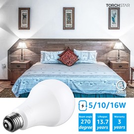 TORCHSTAR 3-Way LED Bulb A21, 3 Way LED Light Bulbs 40/60/100W Equivalent, UL Listed, Flicker Free Bulb for Floor, Table, Touch Lamp, E26 Standard Base, Non-dimmable, 5000K Daylight, Pack of 2