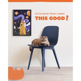 PURRDEE 14x20 Wall Mounted Cat Scratcher, Decorative Cat Scratching Board with Sisal Surface & Wooden Frame, Removable Hook-and-Loop Mounting Strip, Unique & Functional Cat Gift (Not The Kiss)