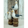 Generisch Maritime Decorative Figurine 3 Seagulls on Bollard, 15 x