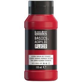 Liquitex Basics Acrylic Fluid Acrylic Paint with Flowing Consistency, Quick Drying, Non-Fading, Waterproof, Water-Based, 8870389, 118 ml Bottle, Crimson Red Colour
