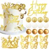 Bolas para tartas de feliz cumpleaños, corona, tiara para cumpleaños,
