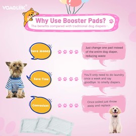 Dog Diaper Liners for Male and Female Dogs, 150ct, Super Absorbent Disposable Dog Diapers Booster Pads fit Most Pet Belly Bands and Wraps (Regular)