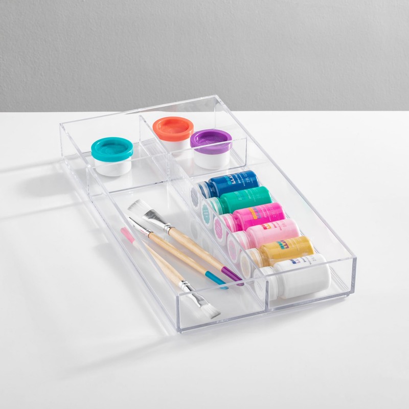 iDesign Clarity Plastic Divided Drawer Organizer, Storage Container for Vanity,