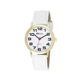 Ravel - Unisex Watch With Large Numbers, White/Gold Tone