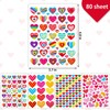 80 Sheets 4680 Pcs Gilter Heart Stickers, Self Adhesive Valentine's