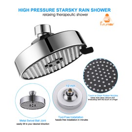 RALANDA High Pressure Shower Head - 3 Rain Modes, 1-Min Install Fit G1/2" & Easy Clean - 4 Inch Round 1.8GPM High Flow Fixed ShowerHead for Bathroom, Outdoor, Homeowners, Renters - Chrome