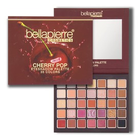 bellapierre Cherry Pop Eyeshadow Makeup Palette | 35 Colorful Shades in a Range of Matte, Satin, Shimmer, and Glitter Finishes | Non-Toxic and Paraben Free | Vegan and Cruelty Free