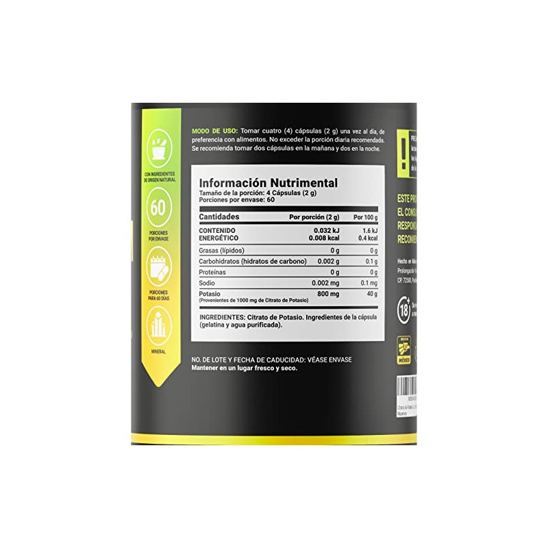 Life Company Citrato Potasio 800 Provenientes 1000 Ingredientes Naturales 240