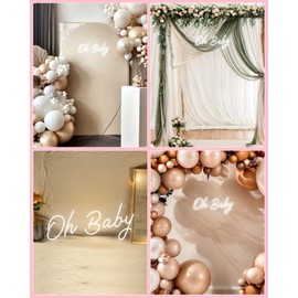 YALLOVE Oh Baby Neon Sign, 17.3 X 7.6inch, Cool White Neon Light, USB Powered Light-up, Adjustable Brightness, Neon Wall Sign, Neon LED Sign for Birthday, Baby Shower, Living Room Decoration