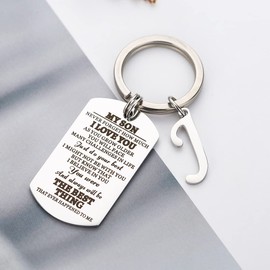 Augonfever Son from Mom and Dad for Graduation Inspirational Initial Keychain