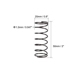sourcingmap Compression Spring - 1.2mm Wire Dia , 20mm OD , 50mm Free Length Spring Steel Extension Spring,Black,20Pcs