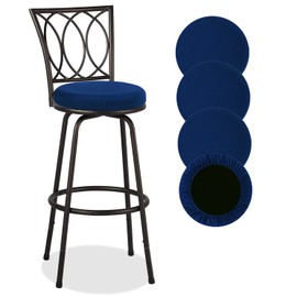 Deisy Dee 4PCS Round Bar Stool Seat Covers Stretch Round Chair Covers for 13-16 Inch Stool Chair (Navy)