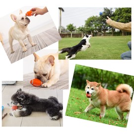 JZK 2x Squeaky dog toy balls, dog chewy toys, soft latex training balls for puppy, football toy and rugby toy for small and medium dogs, toy balls set for pet