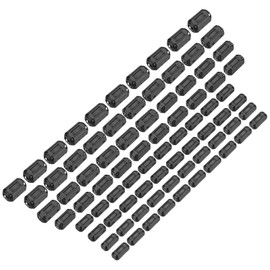 MECCANIXITY 80Pcs 5 Sizes Clip-on Ferrite Ring Core, Ferrite Bead EMI RFI Noise Cable Clip for 3.5mm/5mm/7mm/9mm/13mm Diameter Cable, Black