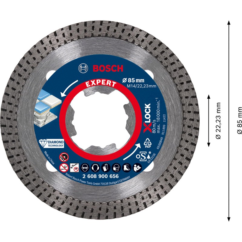 Bosch 1x EXPERT HardCeramic X-LOCK Diamond Cutting Disc (for Hard