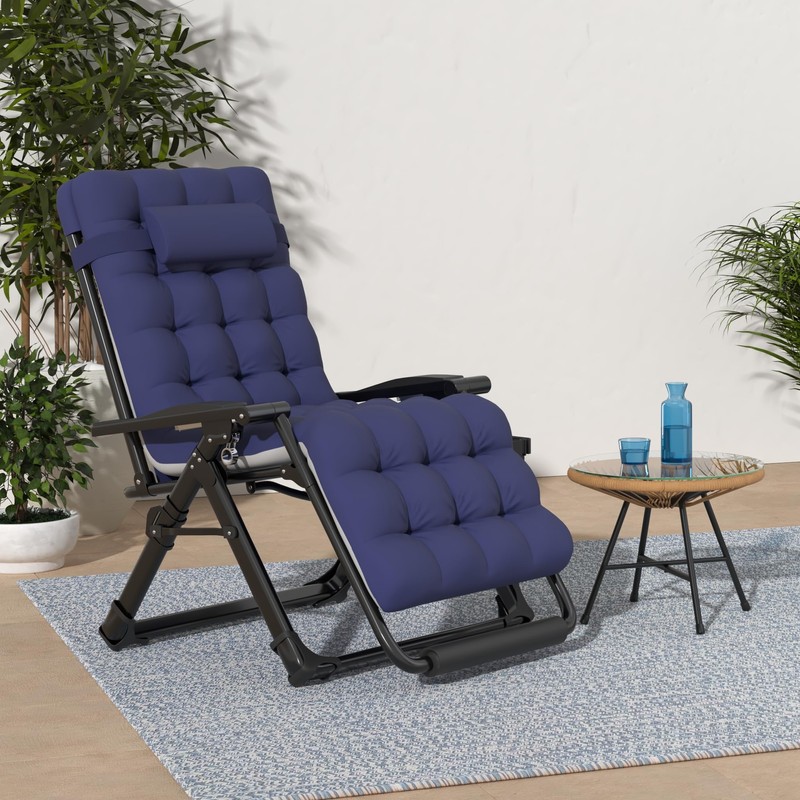 Suteck Oversized Zero Gravity Chair,29In XL Lounge Chair w/Removable Cushion&Headrest,