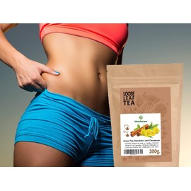 Green Tea with Dandelion and Cinnamon for Infusion 200 g - Detoxifying Diuretic Detox - 100% Natural and Vegan + Includes Stainless Steel Bead