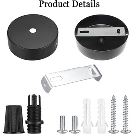 Ceiling Canopy, Lamp Cover Ceiling, Black Canopy Lamp, Metal Lamps Canopy, Metal Black, Canopy Cover for Lamps Suitable for Living Room, Hallway, Kitchen Candlestick