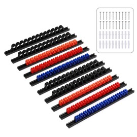 CASOMAN 10 pcs Screwdriver Organizer and Wrench Organizer, Wall Mount, Hand Tool Holder, Plastic Rail Wrench Hanger with Clips