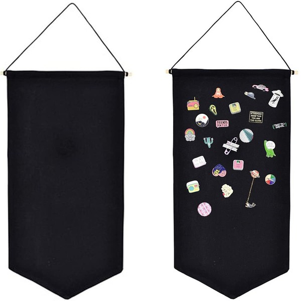 2PCS Blank Cotton Canvas Banners, Enamel Pin Wall Display Banner