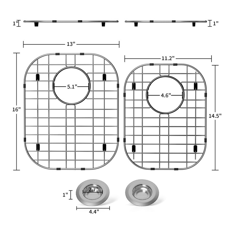 2Pack Sink Protectors for Kitchen Sink 13"x16"and 11.2"x14.5",Stainless Steel Sink