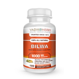 Vadik Herbs Certified Organic Bilwa (Bilva) | Bael Patra Powder | Aegle Marmelos | 180 vegicaps | Supports Proper Function of The Bowels and Promotes Healthy Stool Formation | Trusted Since 1971