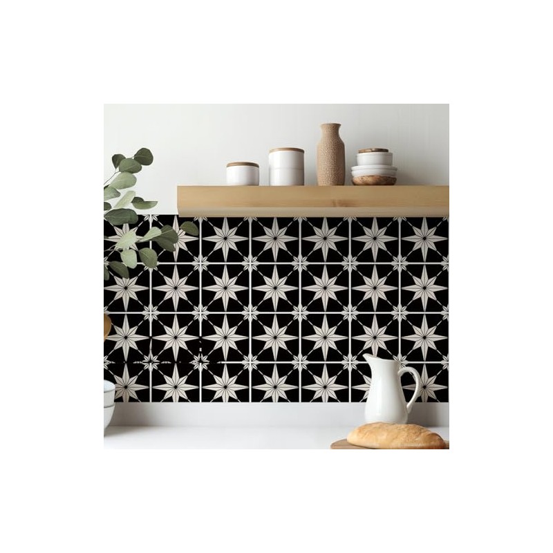 Star Compass Peel & Stick Tile Stickers 30-Pack, 4 x