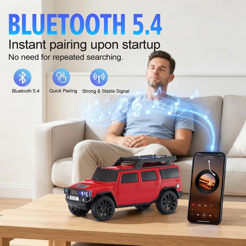WSTER WS-696 Solar Off-Road SUV Bluetooth Speaker (Red)