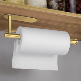 Gewtur Küchenrollenhalter, Selbstklebend Küchenrollenhalter Wand, Edelstahl Küchenrollenhalter für Alle Küchenpapier (Gold, 2 Stück)