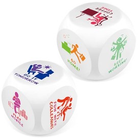 Ainiv Pack of 2 Anti-Stress Cubes, Stress Cube with 6 Fun Actions for Stress Relief, PU Foam, Anti-Stress Toy, Gift for Office, Colleagues, Students, Friends, English Portrait Patterns