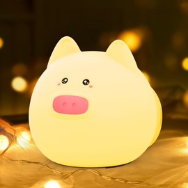 Elec3 Night Light for Kids,Cute Silicone Baby lamp, Dimmable Light up Piggy, Nursery Night lamp,Rechargeable Piggy Nightlight, Bedside Lamp for Breastfeeding