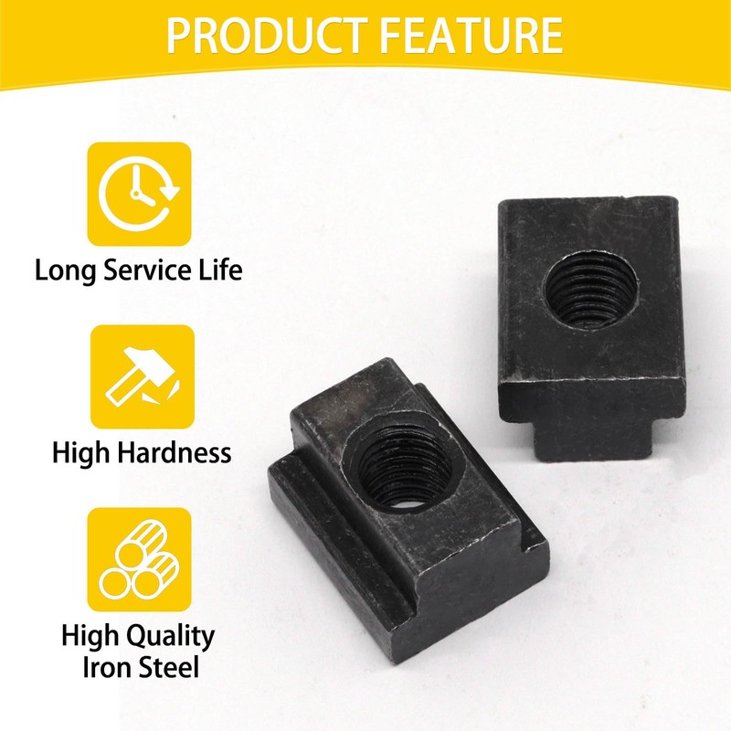 S SYDIEN T Slot Nuts 10pcs, M10 Threads Black Oxide