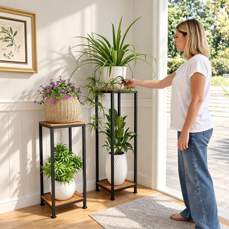 2-Pack Plant Stand Indoor, 41'' Extra Tall Wood Plant Stands