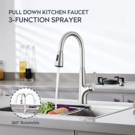 Aktines 3-in-1 Kitchen Faucet with Pull Down Sprayer and RO Drinking Water Outlet, Stainless Steel Kitchen Sink Faucet Compatible with Water Filter Purifier, Brushed Stainless