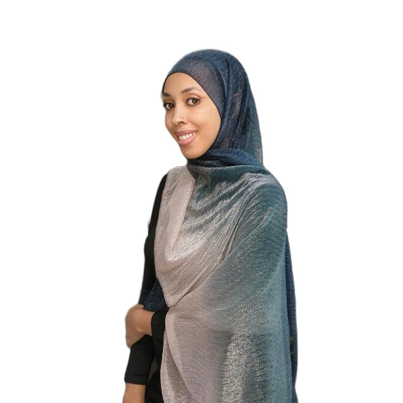 Shimmery Two Tone Hijab - Color: Navy/Silver