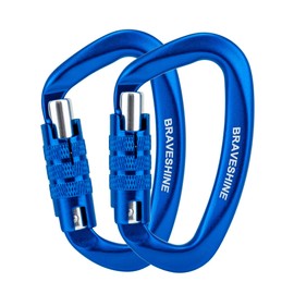 Braveshine 12KN Auto Lock Carabiner, Load Capacity 2645.5 lbs (1200 kg), Locking Carabiner, D-Ring, Lightweight, Hammock/Tarp, Camping, Luggage Hook, for Dog Leash, Multi-functional, Set of 2 (Dark