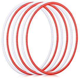 Halloscume 6 Pcs Exercise Hoop Detachable Fitness Rings Adjustable Plastic Toy Fitness Hoop Playground Toys Colored Circles for Teens Games Gymnastics Agility, 28 Inch(Red,White)