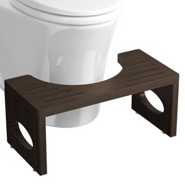 ROMGUAR CRAFT 7 Inch Bamboo Toilet Stool, Foldable Poop Stool, Bathroom Step Stool Squat (Brown)
